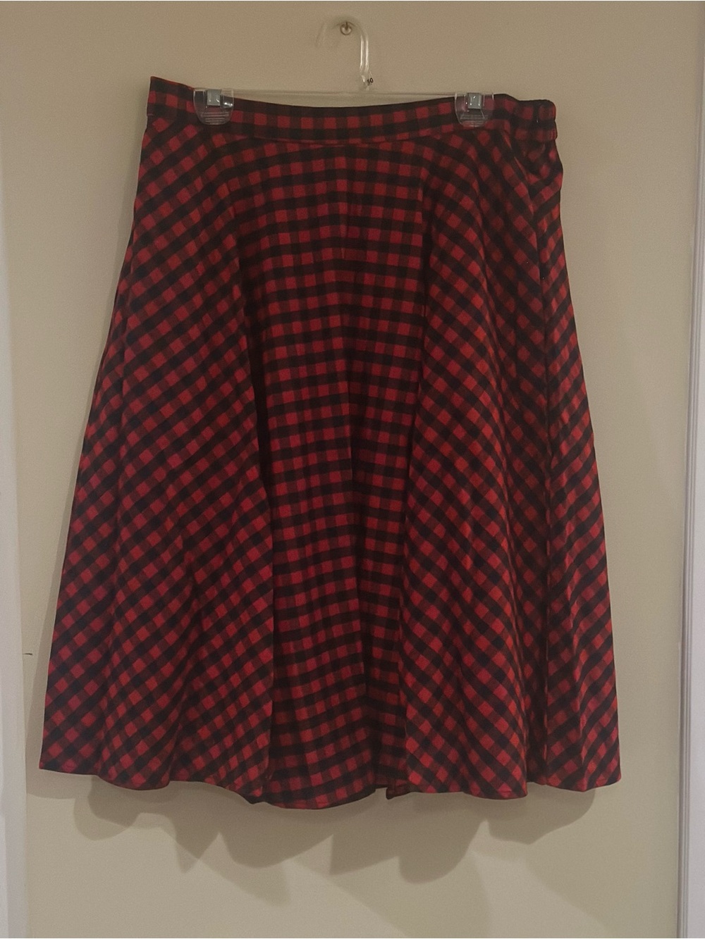 Red and Black Plaid Circle Skirt - Classic Swing